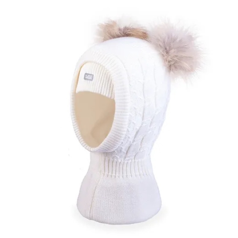White Merino wool Neck Warmer Hat for Girls